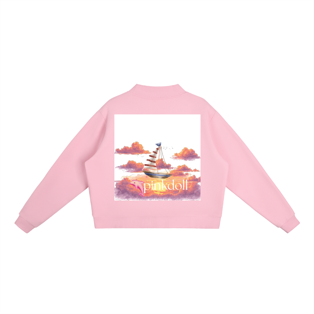 Essential Fleece Mock-Neck Crew Sweatshirt